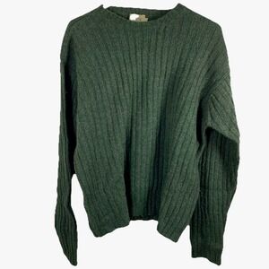 J. Crew Factory Men's Crewneck Ribbed Sweater in Dark Green